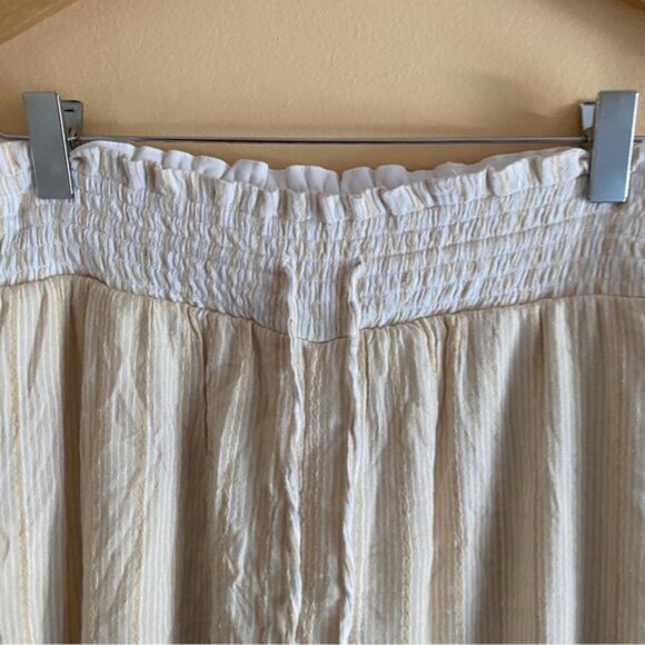 American Eagle 2022 Smocked Wide Leg Pant Woman Medium Stripped Cotton Festival - Picture 5 of 16